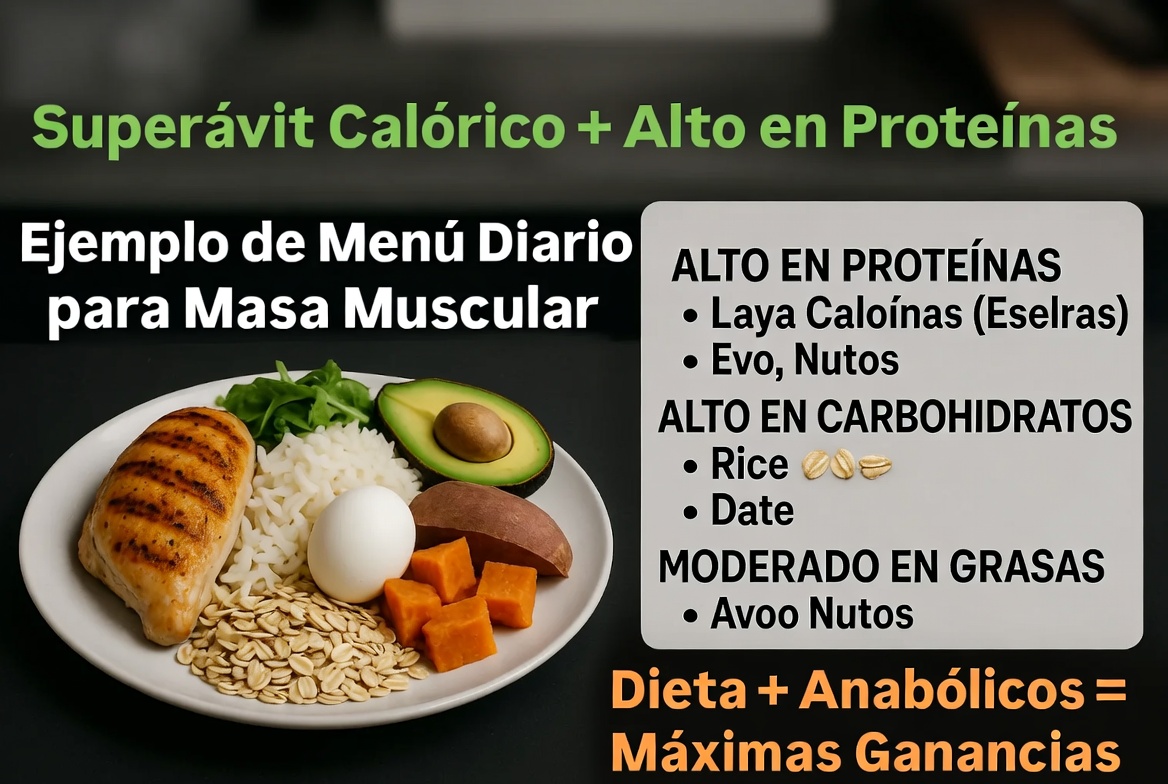 Dieta para volumen con anabólicos - Superávit calórico y macronutrientes