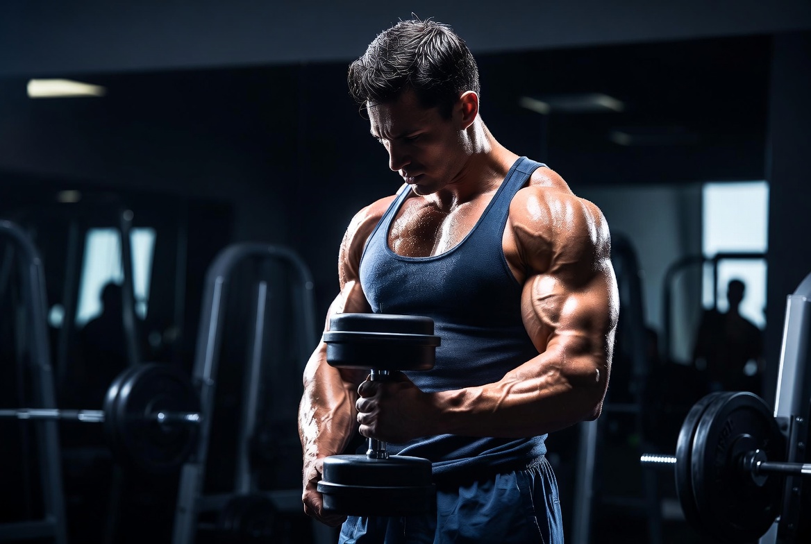 Anabólico para Quemar Grasa - Hombre entrenando con mancuernas