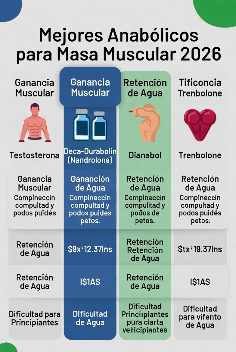 Mejores anabólicos para ganar masa muscular - Testosterona, Deca y Dianabol