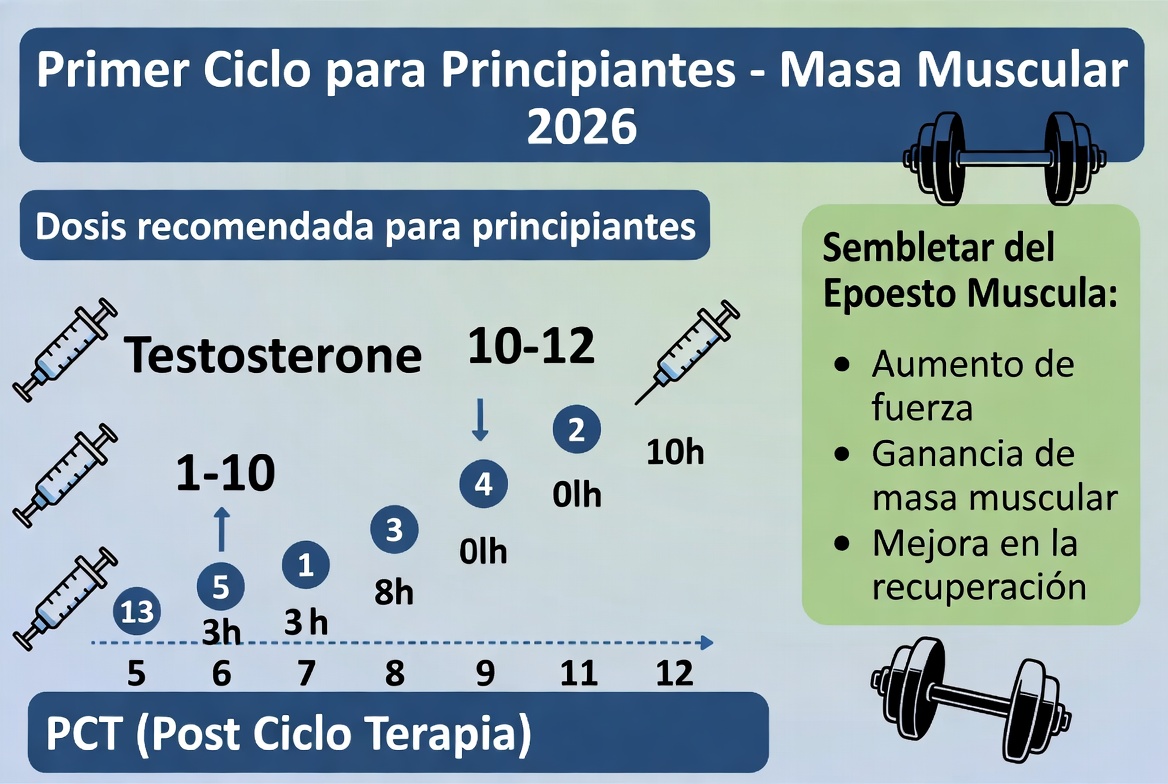 Primer ciclo de anabólicos para principiantes en masa muscular - Testosterona